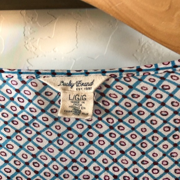 Lucky brand|Comfy pale blue geometric print long sleeve sleep shirt •••Large - Picture 8 of 10